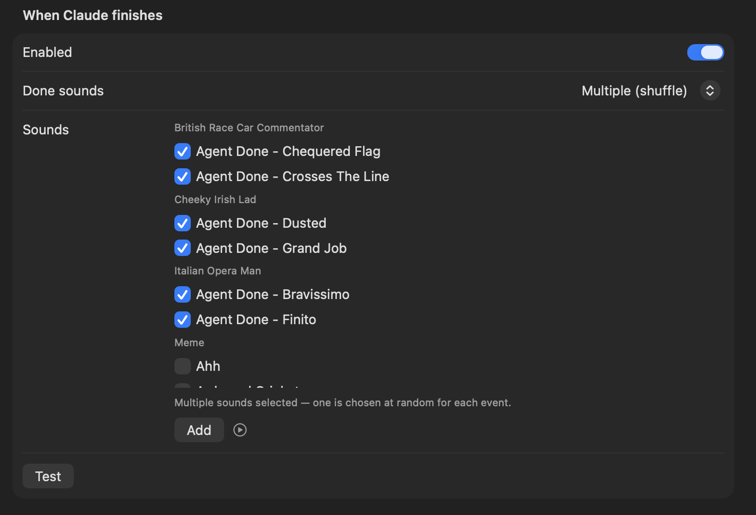 MacYaps sound picker for when Claude Code finishes a task